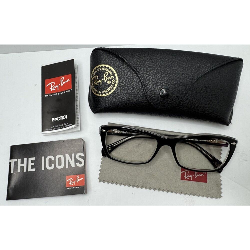 Authentic Ray Ban RB5255 2034 Black on Clear Full Rim Eyeglasses Frame 53-16-135